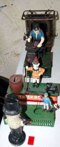 Assortment of Cast Iron Banks & Heating Unit
