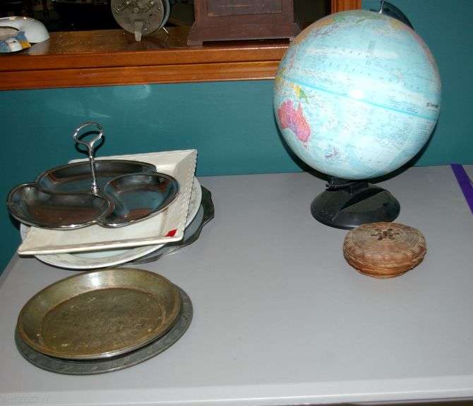 Globe, Trays & Vintage Tin Pie Plates