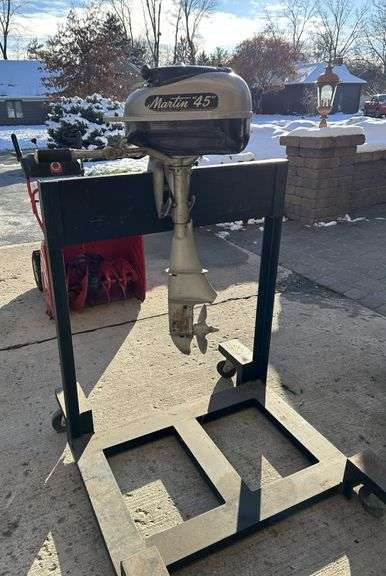 Vintage Martin "45" 4.5 HP Outboard Boat Motor w/ Stand