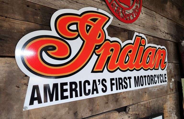 Indian "America's First Motorcycle" Sign