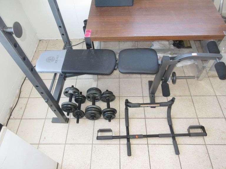 Weight Bench, Pull Up Bar, Dumbbells