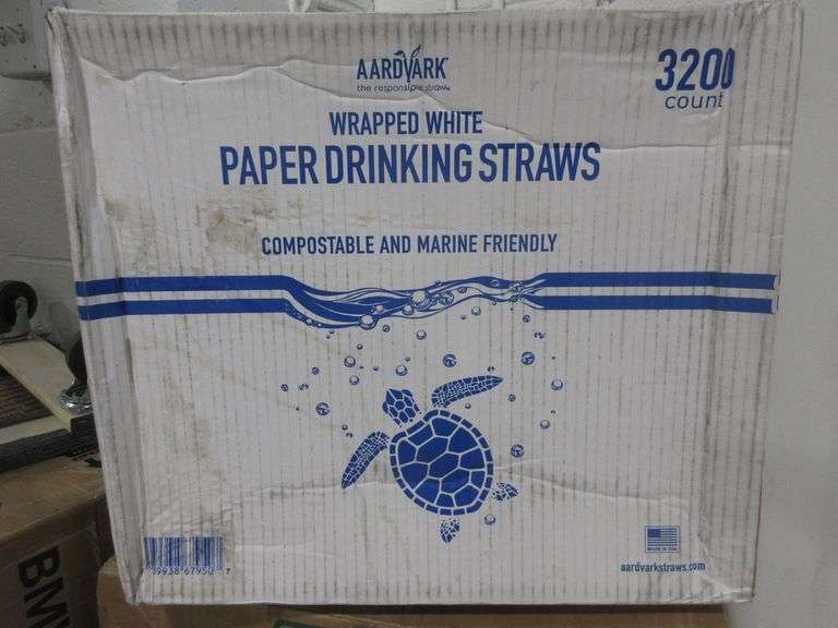 Aardvark Wrapped White Paper Drinking Straws