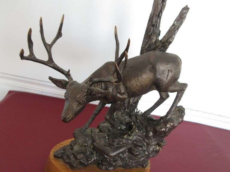 "Misty Mountain Muley" Bronzed Metal Statue by Russell D. Jorgensen