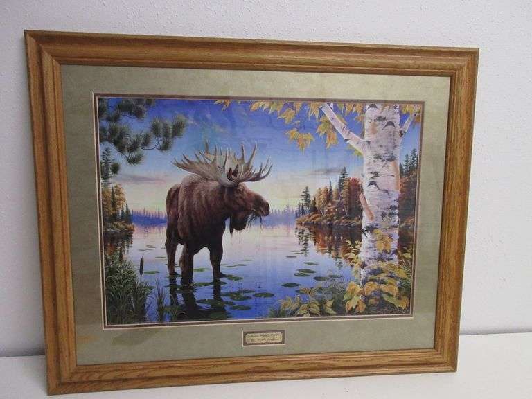 Signed Moose Print Frame 31"x24.5"