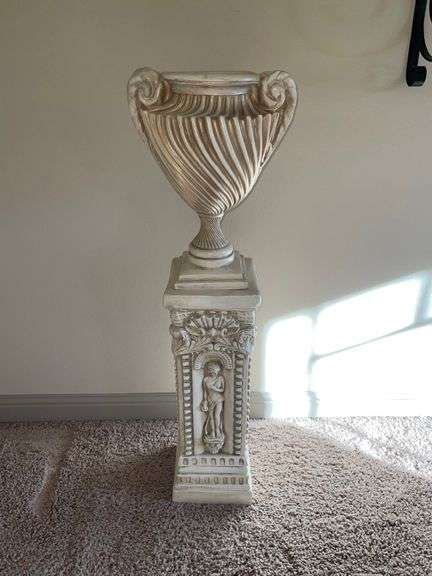 White Greek Pedestal with Vase