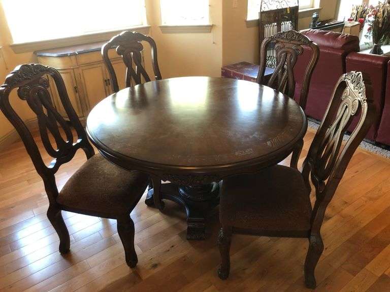 Beautiful Ashley Furniture Round Table with 4) Cloth Chairs