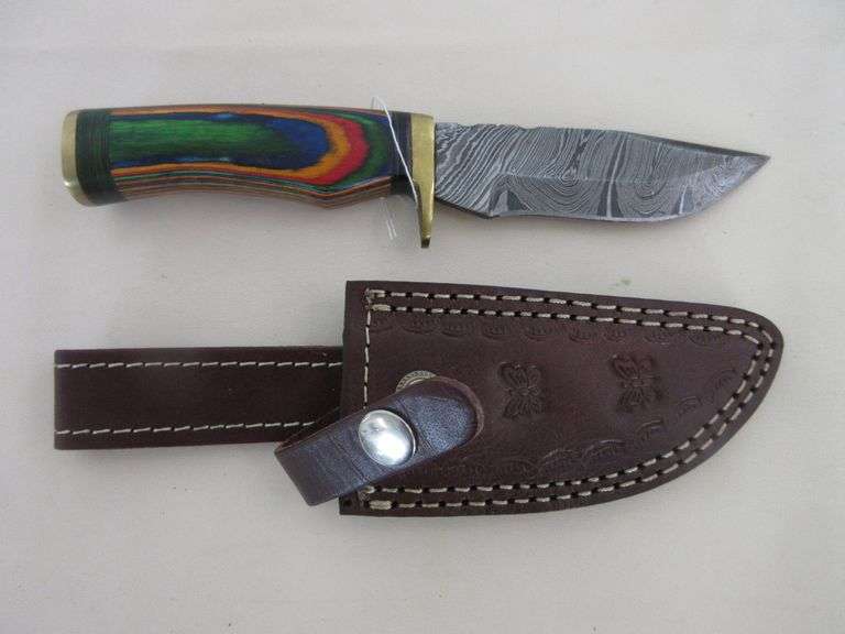 8" Damascus Steel Knife with Sheath