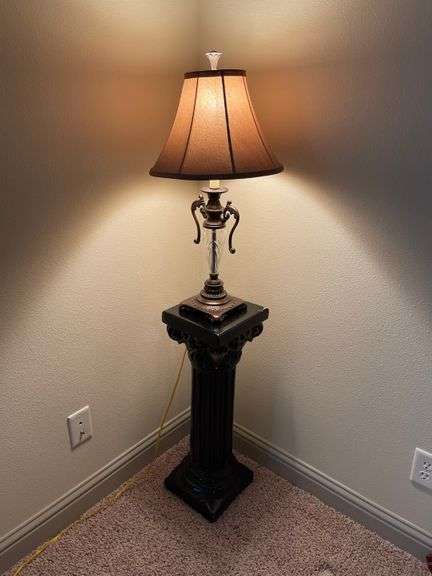 2) Glass Lamps and Black Pedestal