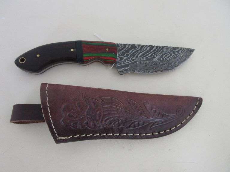 8" Damascus Steel Knife with Sheath