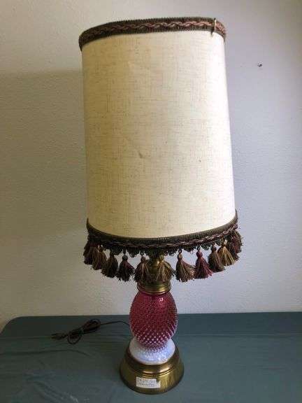 Fenton Glass Hobnail Cranberry Lamp
