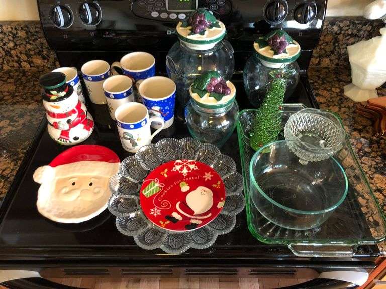 Christmas Dishes, Grape Vine Storage Jars