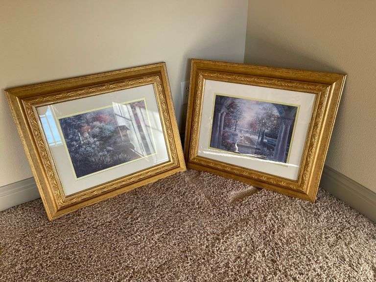 2) Gold Framed Scenery Pictures