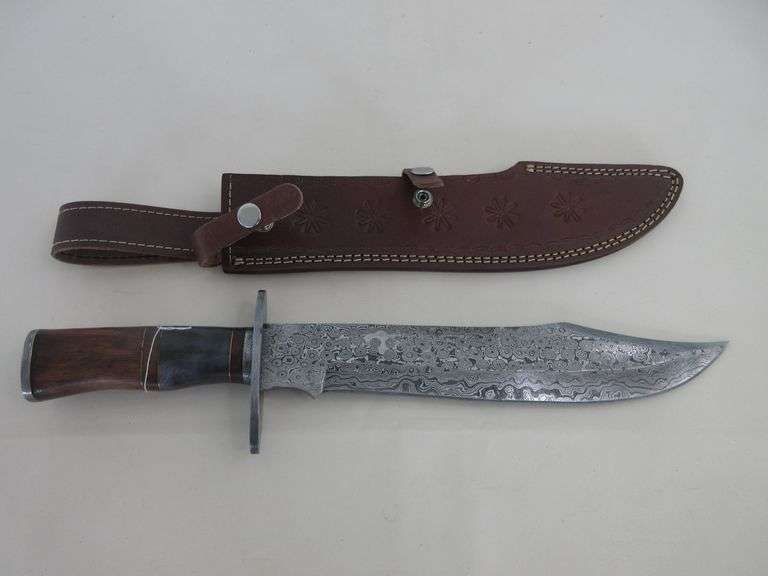 17" Damascus Steel Knife with Sheath