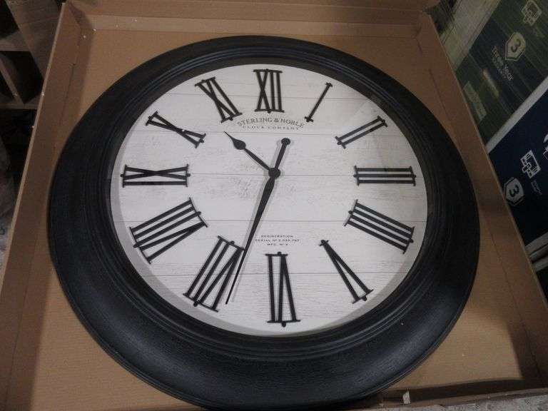 Sterling & Noble 30" Farmhouse Wall Clock with Raised Numbers
