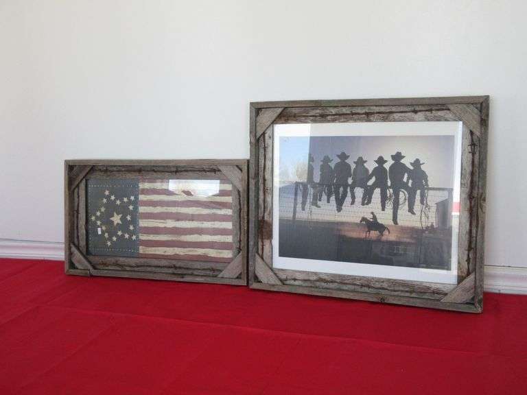 Cowboy and Flag Framed Photos