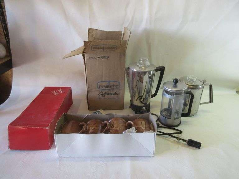 Coffee Makers, Starbucks, French Press, HandPainted Cups Prime Time Auctions, Inc.