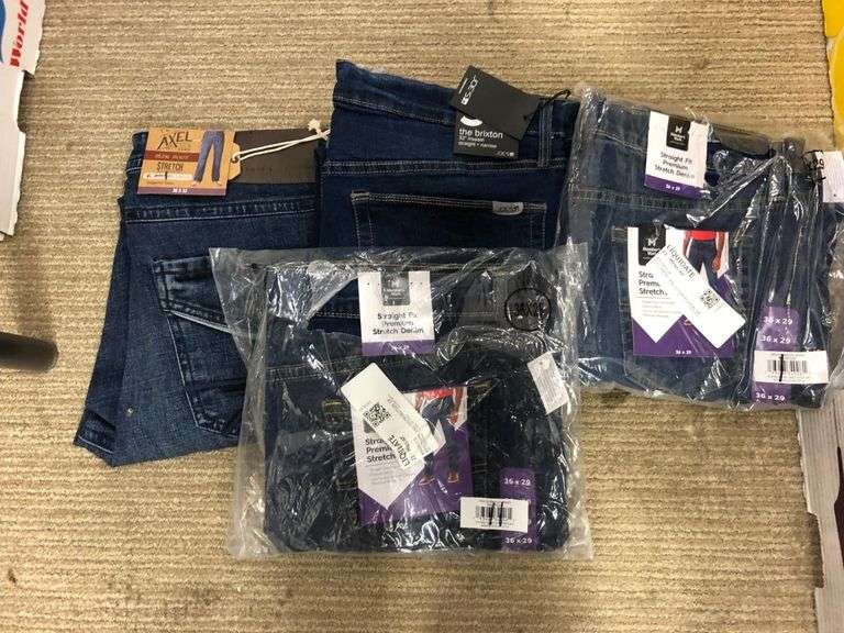 2) 36x29 Straight Fit Premium Stretch Denim, Axel 36x32 Denim Jeans
