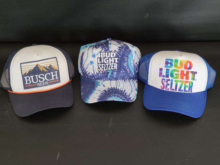2) Bud Light Hats, Busch Beer Hat (New)
