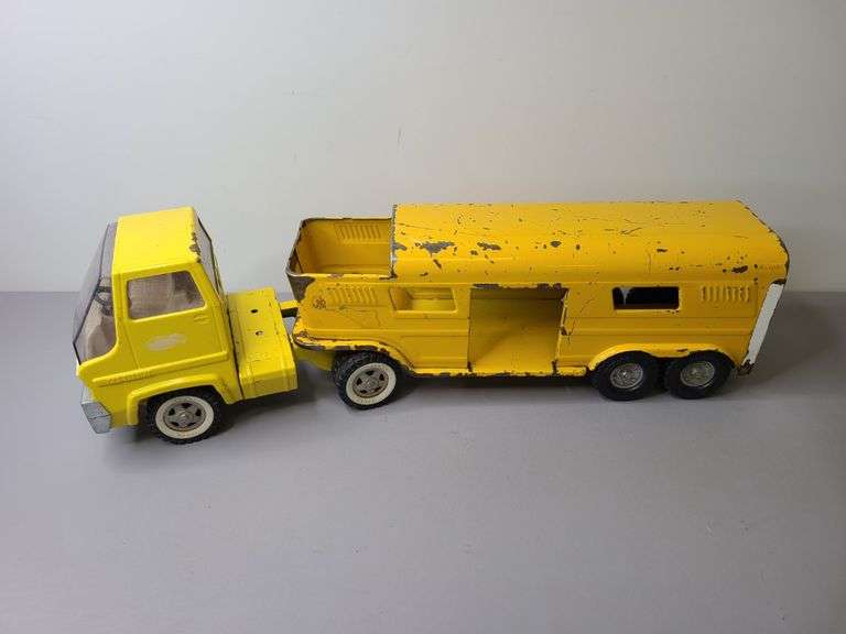 1960s Structo Horse Trailer Metal Toy with Tonka Cab