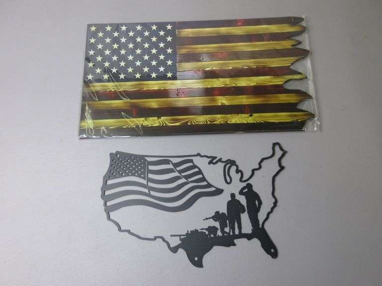 Wood Flag Decor, Metal Patriotic Decor