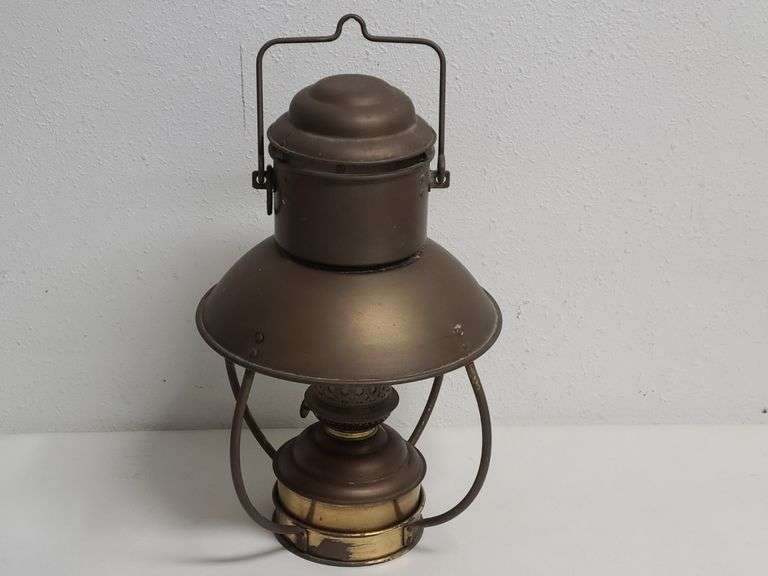 Old French Vintage Brass Trawler Hanging Lantern