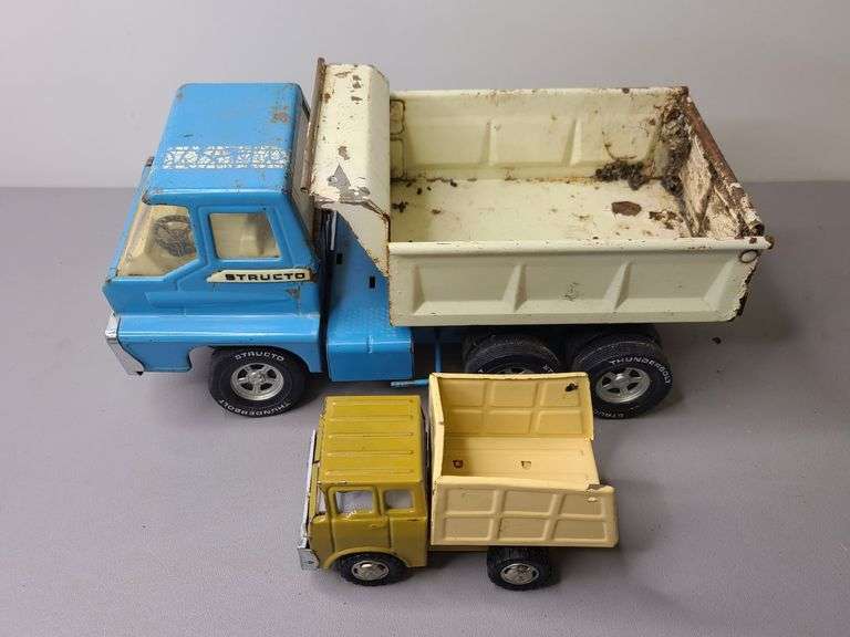 Vintage Metal "Marx" Dump Truck and "Structo" Turbine Dump Truck