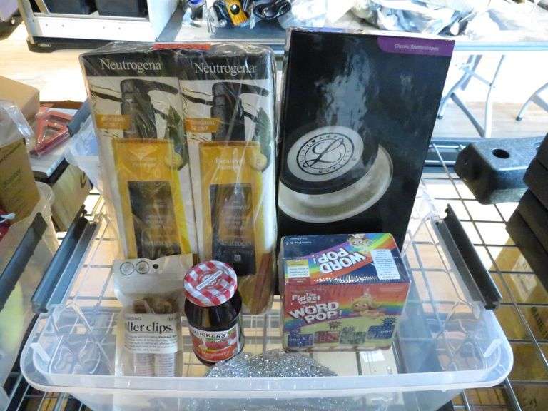 Neutrogena Shower Gel, Word Pop Game, Stethoscope, Roller Clips, Smucker's