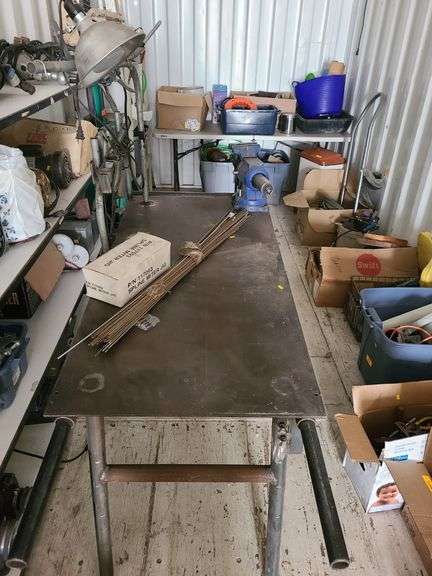 Rolling Metal Workbench with Vise and Light