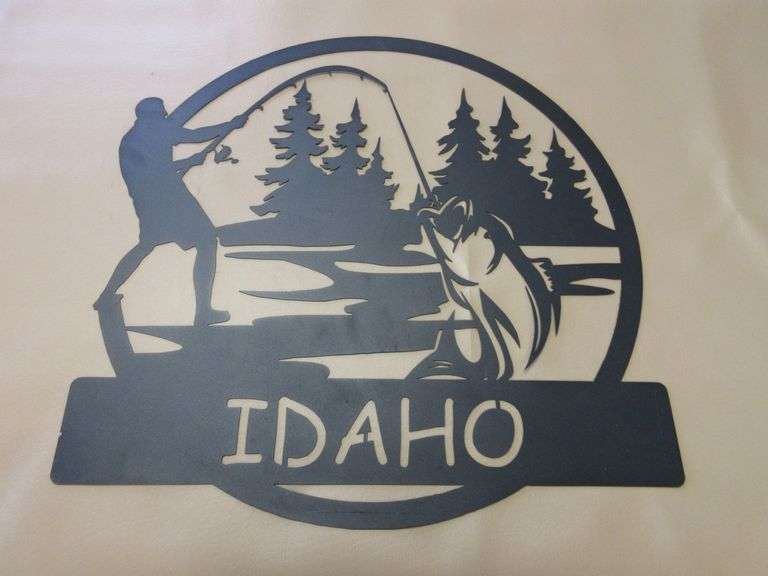 Metal Idaho Fishing Sign