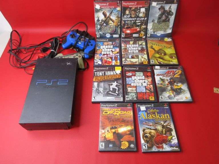 PS2 Game Console, 2) Controllers, 11) Games