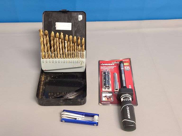 Drill Bits, Husky Continuous Drive Ratcheting Screwdriver Set,