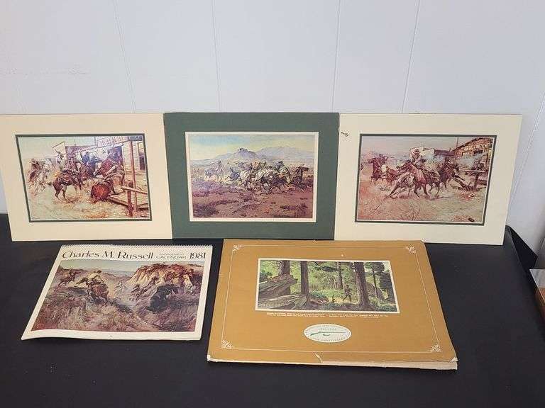 Charles M. Russel 1981 Calendar and Prints, Remington Arms 150th Anniversary Prints