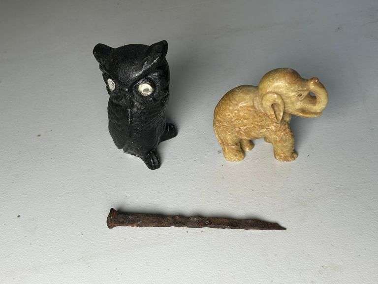 Pre 1800 Nail, Stone Elephant, Black Owl