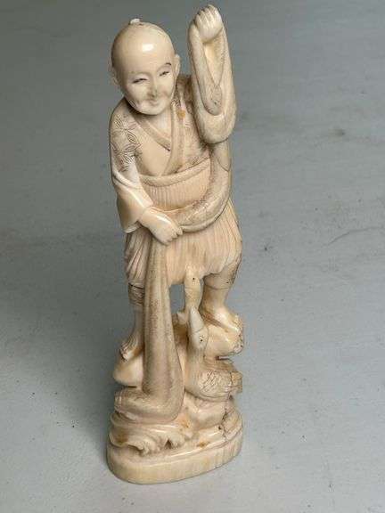 19th Century Walrus Ivory Carved Meiji Figure