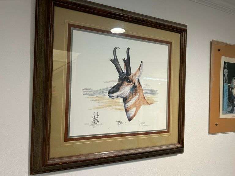 Signed and Framed Mitchell Manzanares Pronghorn Print