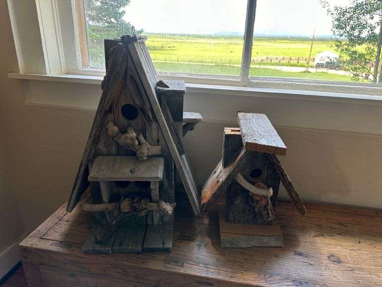 2) Wood Bird Houses