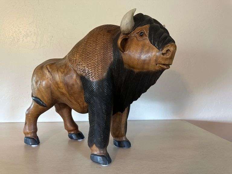 Wood Buffalo Statue
