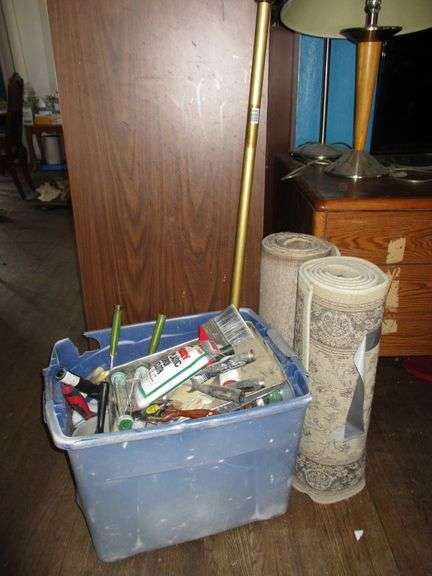 2) Carpet Runners, Tote with Paint Supplies