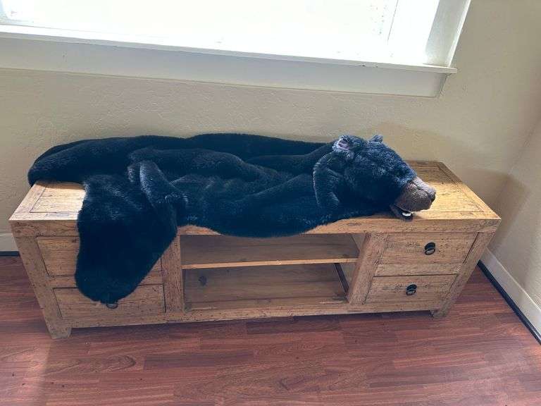 Plush Black Bear Kids Animal Rug