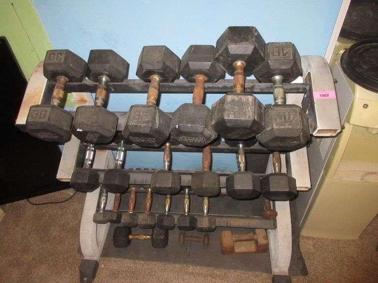 Dumbbell Rack with Dumbbells, Water Cooler, Mirror