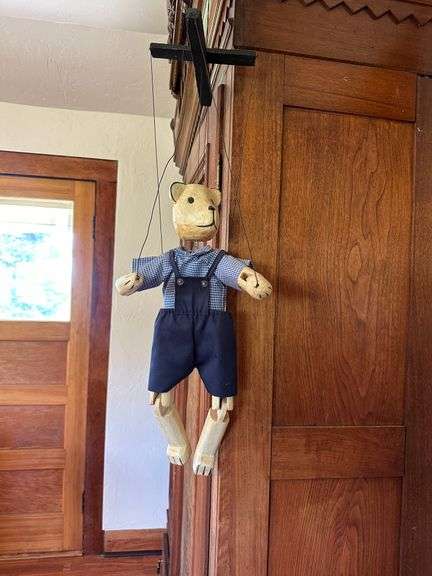 Vintage Wooden Bear Marionette Puppet