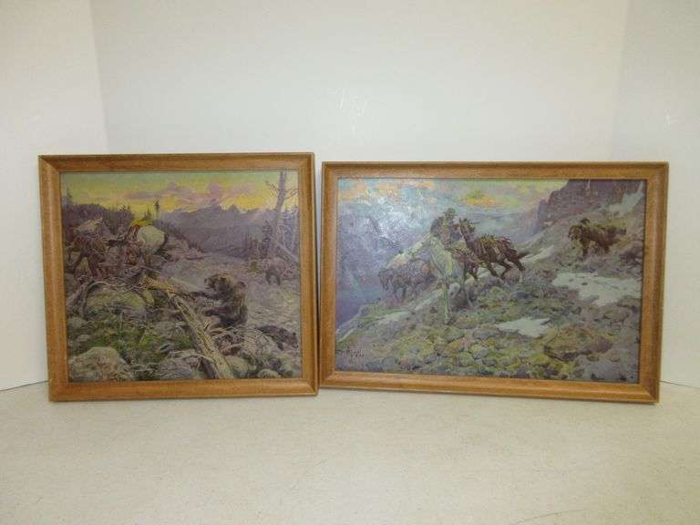 2) Framed C.M. Russell Prints