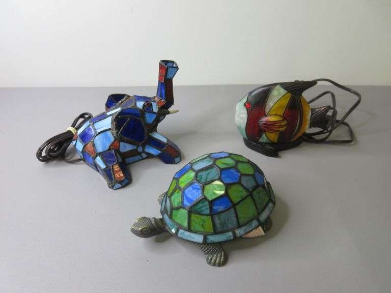 Stained Glass Style Lights, Elephant, Turtle, Fish