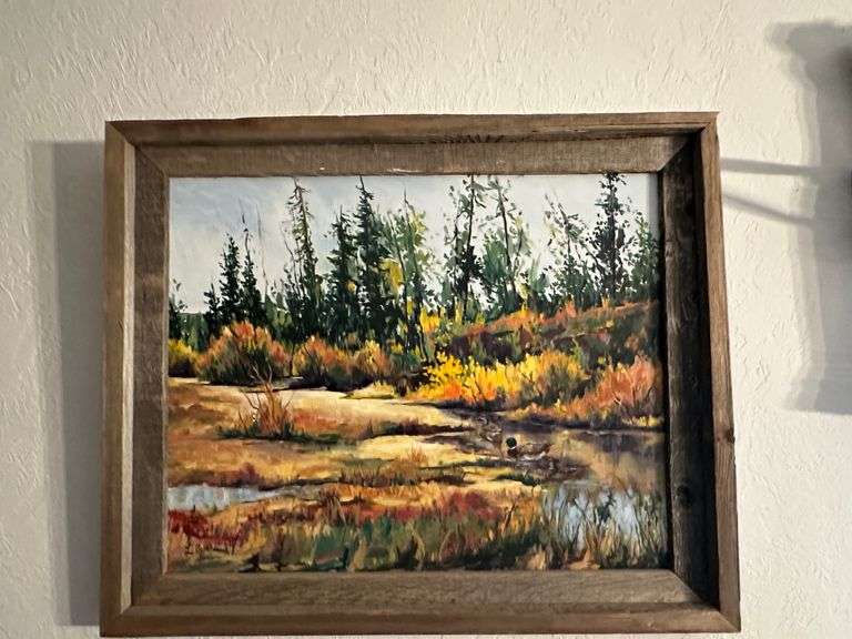 Signed L. Buchli Barn Wood Framed Painting