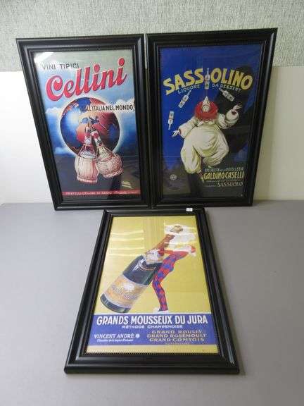 3) Italian Liquor Framed Advertisments