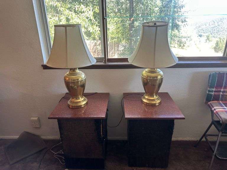 2) Side Table Lamps, 2) Speakers AS IS