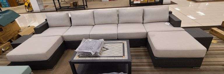 Outdoor Patio Sectional, Coffee Table, 2) Side Tables