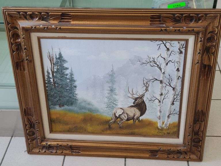 C. Cheney Elk Painting with Frame