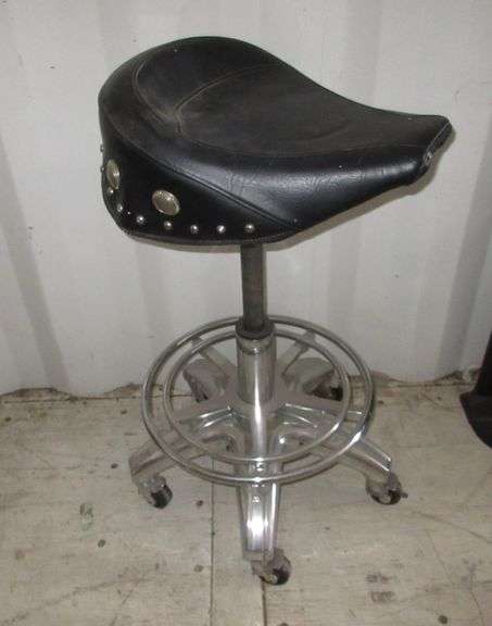 Studded Motorcycle Seat Rolling Stool
