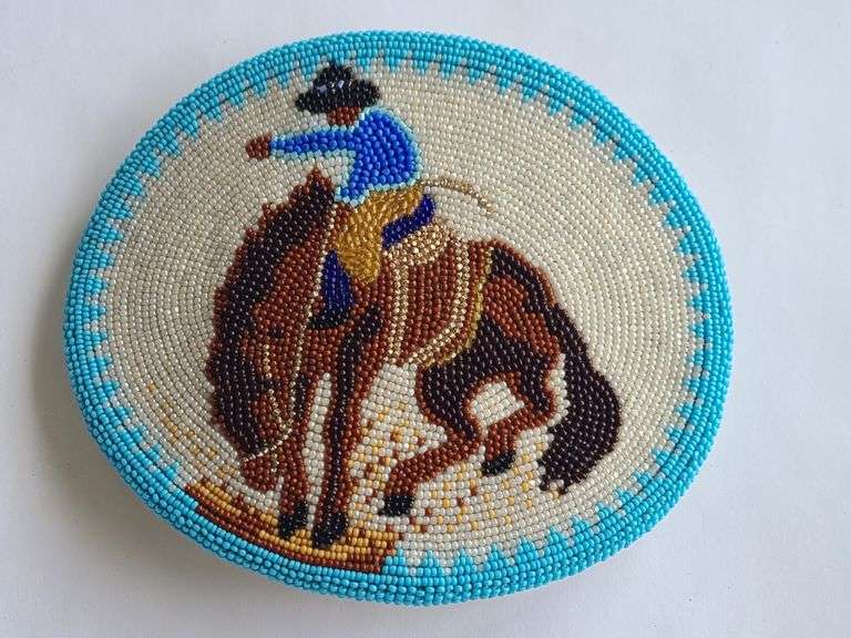 Beaded Bronco Rider Belt Buckle